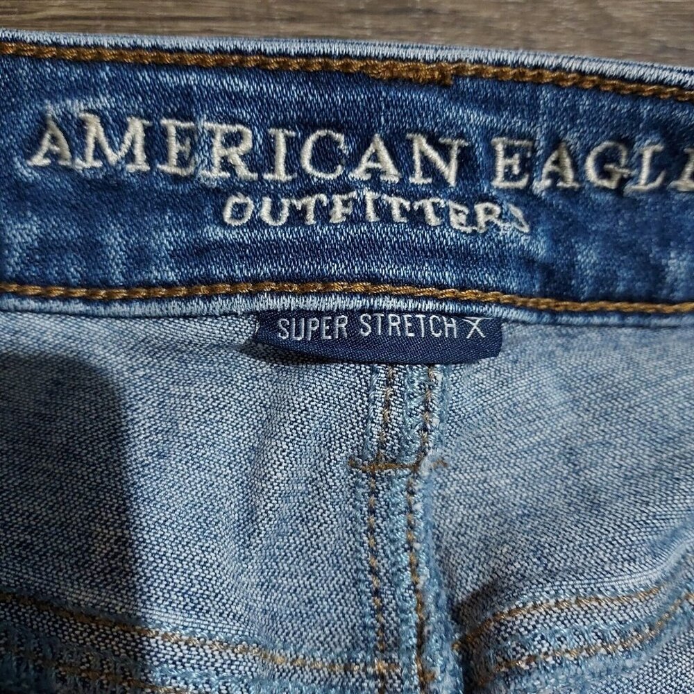 American Eagle Super Stretch X Skinny Denim Jeans Size 2 Long Slight Distressed - Picture 8 of 11